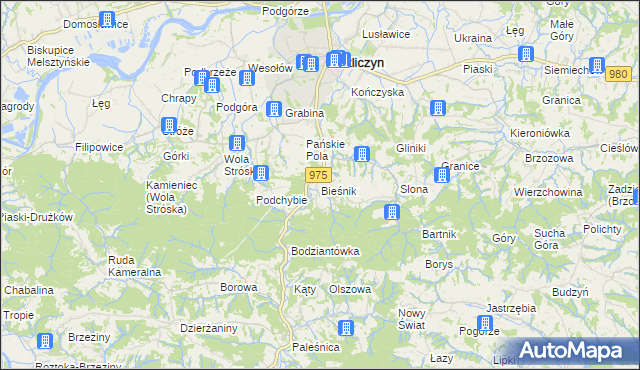 mapa Bieśnik gmina Zakliczyn, Bieśnik gmina Zakliczyn na mapie Targeo