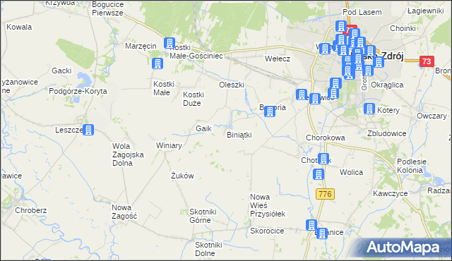 mapa Biniątki, Biniątki na mapie Targeo