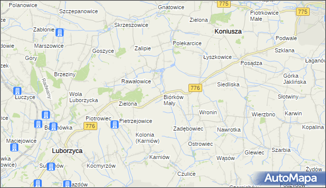 mapa Biórków Mały, Biórków Mały na mapie Targeo