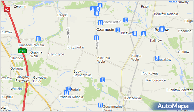 mapa Biskupia Wola, Biskupia Wola na mapie Targeo