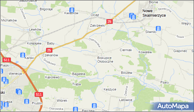 mapa Biskupice Ołoboczne, Biskupice Ołoboczne na mapie Targeo