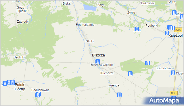 mapa Biszcza, Biszcza na mapie Targeo