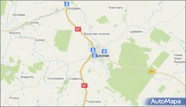 mapa Bisztynek, Bisztynek na mapie Targeo