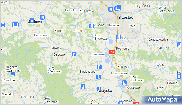 mapa Błażkowa gmina Brzyska, Błażkowa gmina Brzyska na mapie Targeo