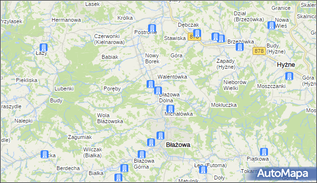 mapa Błażowa Dolna, Błażowa Dolna na mapie Targeo