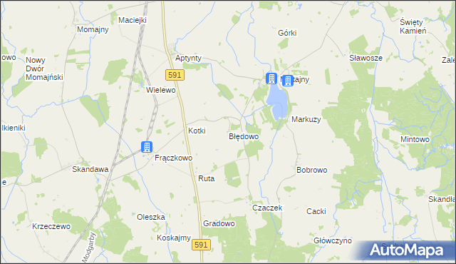 mapa Błędowo gmina Barciany, Błędowo gmina Barciany na mapie Targeo