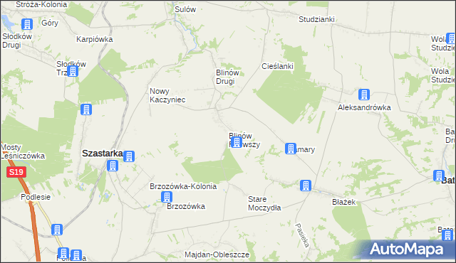 mapa Blinów Pierwszy, Blinów Pierwszy na mapie Targeo