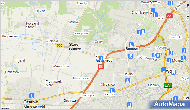 mapa Blizne Jasińskiego, Blizne Jasińskiego na mapie Targeo