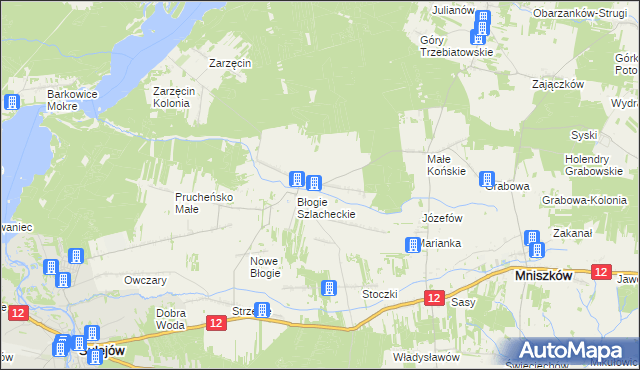 mapa Błogie Rządowe, Błogie Rządowe na mapie Targeo