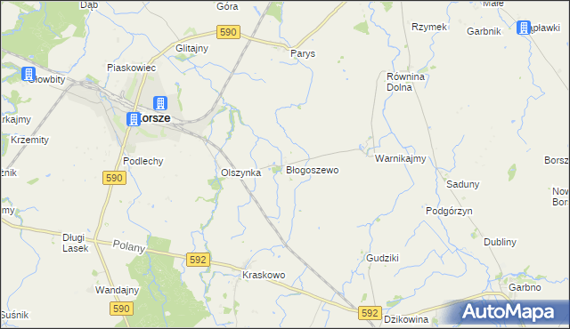 mapa Błogoszewo, Błogoszewo na mapie Targeo