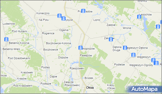 mapa Błogoszów, Błogoszów na mapie Targeo