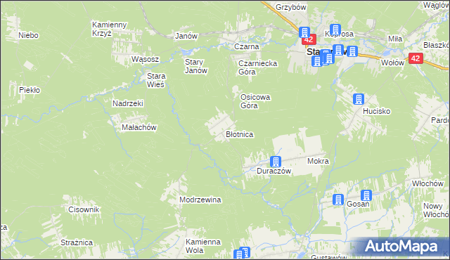 mapa Błotnica gmina Stąporków, Błotnica gmina Stąporków na mapie Targeo