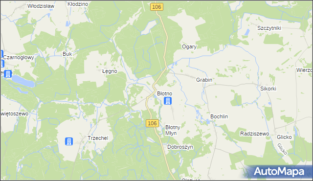 mapa Błotno gmina Nowogard, Błotno gmina Nowogard na mapie Targeo