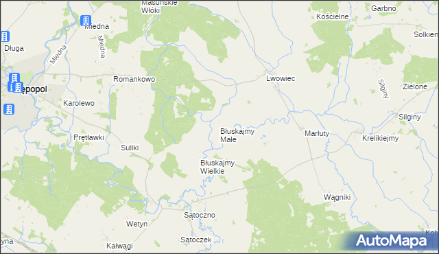 mapa Błuskajmy Małe, Błuskajmy Małe na mapie Targeo