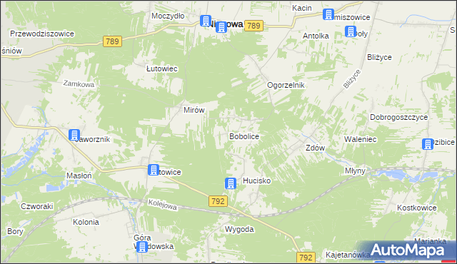 mapa Bobolice gmina Niegowa, Bobolice gmina Niegowa na mapie Targeo