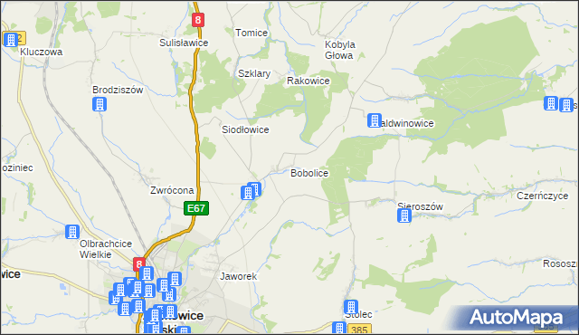 mapa Bobolice gmina Ząbkowice Śląskie, Bobolice gmina Ząbkowice Śląskie na mapie Targeo