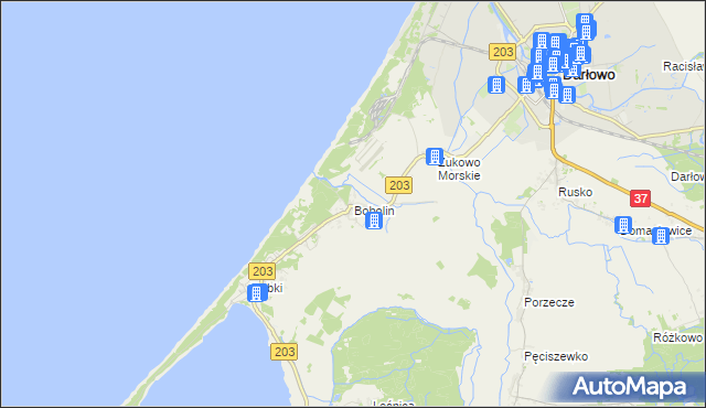 mapa Bobolin gmina Darłowo, Bobolin gmina Darłowo na mapie Targeo