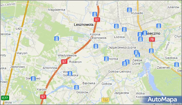 mapa Bobrowiec gmina Piaseczno, Bobrowiec gmina Piaseczno na mapie Targeo