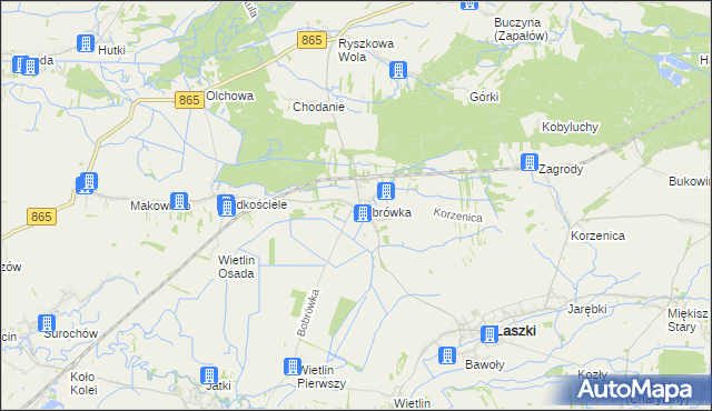 mapa Bobrówka gmina Laszki, Bobrówka gmina Laszki na mapie Targeo