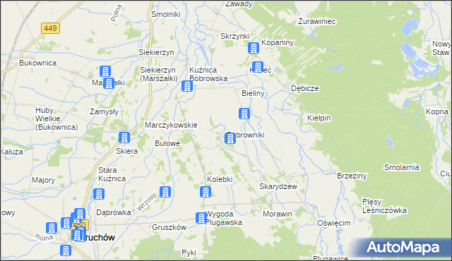 mapa Bobrowniki gmina Grabów nad Prosną, Bobrowniki gmina Grabów nad Prosną na mapie Targeo