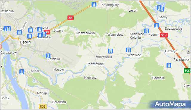 mapa Bobrowniki gmina Ryki, Bobrowniki gmina Ryki na mapie Targeo