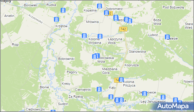 mapa Bobrowska Wola, Bobrowska Wola na mapie Targeo