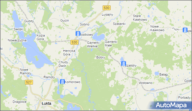 mapa Bobry gmina Jonkowo, Bobry gmina Jonkowo na mapie Targeo