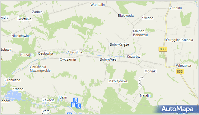 mapa Boby-Wieś, Boby-Wieś na mapie Targeo