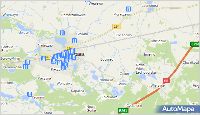 mapa Bociniec, Bociniec na mapie Targeo