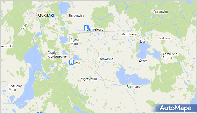mapa Boćwinka gmina Kruklanki, Boćwinka gmina Kruklanki na mapie Targeo
