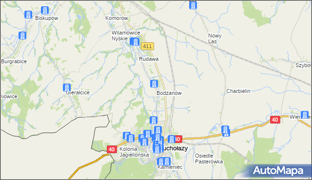 mapa Bodzanów gmina Głuchołazy, Bodzanów gmina Głuchołazy na mapie Targeo