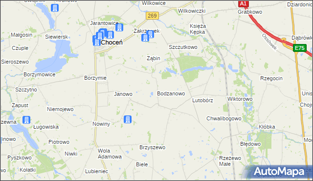 mapa Bodzanowo gmina Choceń, Bodzanowo gmina Choceń na mapie Targeo