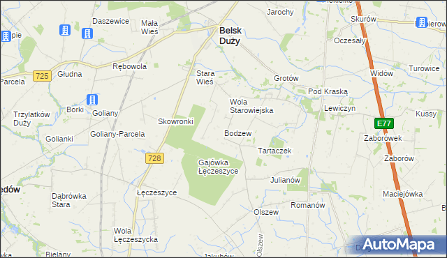 mapa Bodzew, Bodzew na mapie Targeo