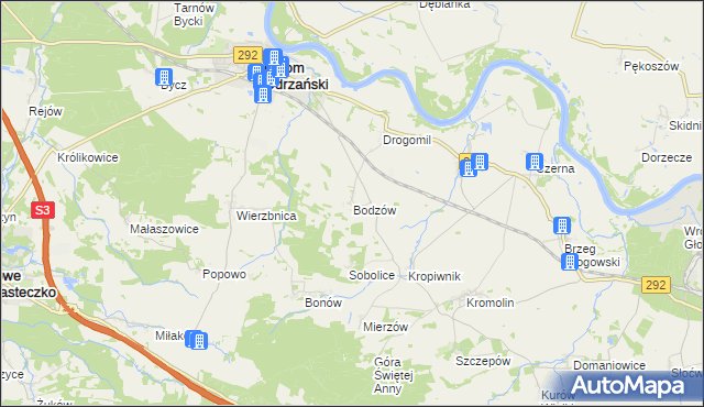 mapa Bodzów gmina Bytom Odrzański, Bodzów gmina Bytom Odrzański na mapie Targeo