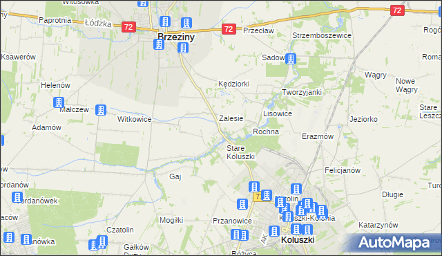 mapa Bogdanka gmina Brzeziny, Bogdanka gmina Brzeziny na mapie Targeo