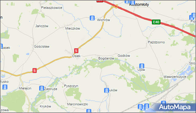 mapa Bogdanów gmina Kostomłoty, Bogdanów gmina Kostomłoty na mapie Targeo