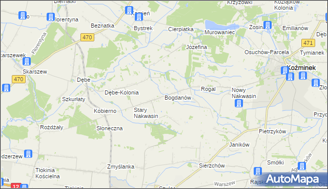 mapa Bogdanów gmina Koźminek, Bogdanów gmina Koźminek na mapie Targeo
