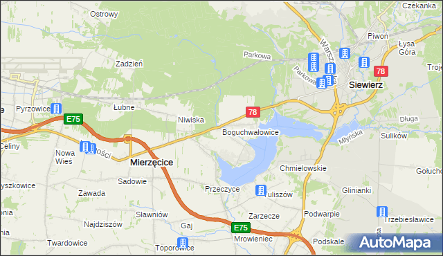 mapa Boguchwałowice, Boguchwałowice na mapie Targeo