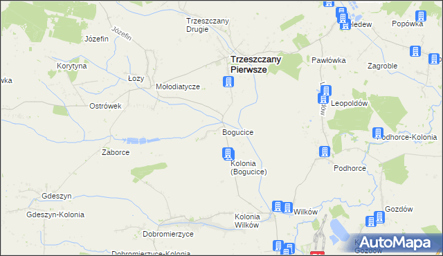mapa Bogucice gmina Trzeszczany, Bogucice gmina Trzeszczany na mapie Targeo