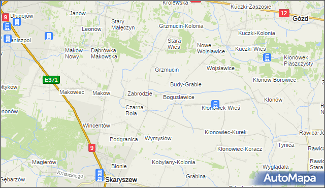 mapa Bogusławice gmina Skaryszew, Bogusławice gmina Skaryszew na mapie Targeo