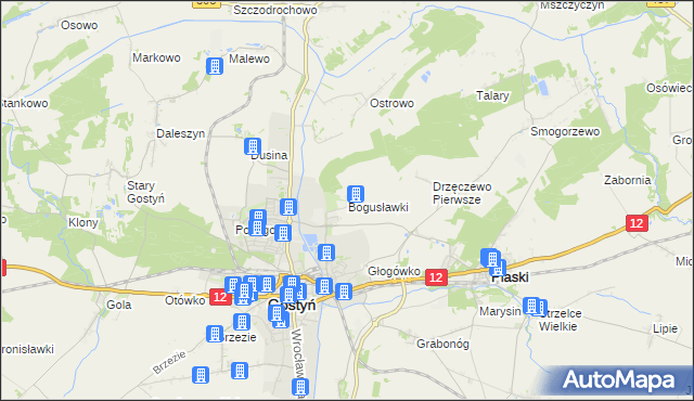 mapa Bogusławki gmina Gostyń, Bogusławki gmina Gostyń na mapie Targeo