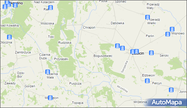 mapa Boguszewiec, Boguszewiec na mapie Targeo