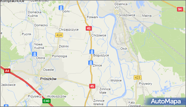 mapa Boguszyce gmina Prószków, Boguszyce gmina Prószków na mapie Targeo