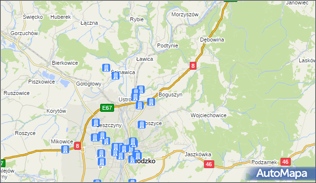 mapa Boguszyn gmina Kłodzko, Boguszyn gmina Kłodzko na mapie Targeo