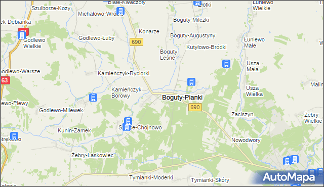 mapa Boguty-Pianki, Boguty-Pianki na mapie Targeo