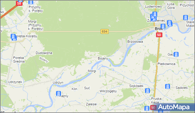 mapa Bojany, Bojany na mapie Targeo