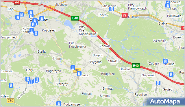 mapa Bolęcin gmina Trzebinia, Bolęcin gmina Trzebinia na mapie Targeo