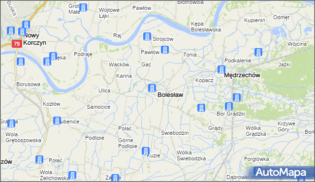 mapa Bolesław powiat dąbrowski, Bolesław powiat dąbrowski na mapie Targeo