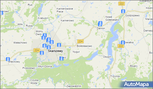 mapa Bolesławowo gmina Skarszewy, Bolesławowo gmina Skarszewy na mapie Targeo