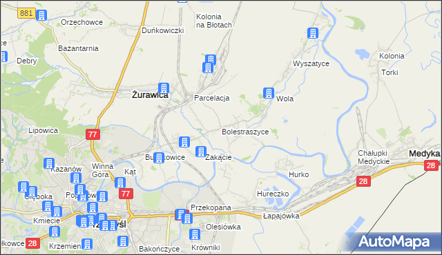 mapa Bolestraszyce, Bolestraszyce na mapie Targeo